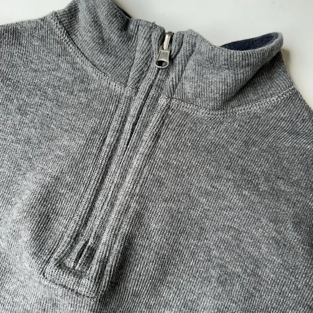 Classic Club Gray 1/4 Zip Long Sleeve Pullover Sweater